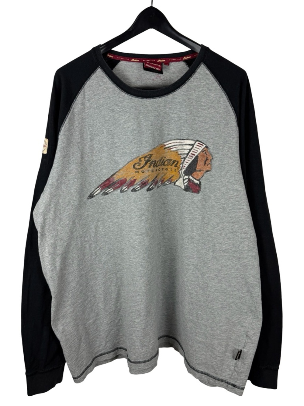 Mens Indian Motorcycles Long Sleeve Biker Big Logo Graphic Shirt Size 3XL